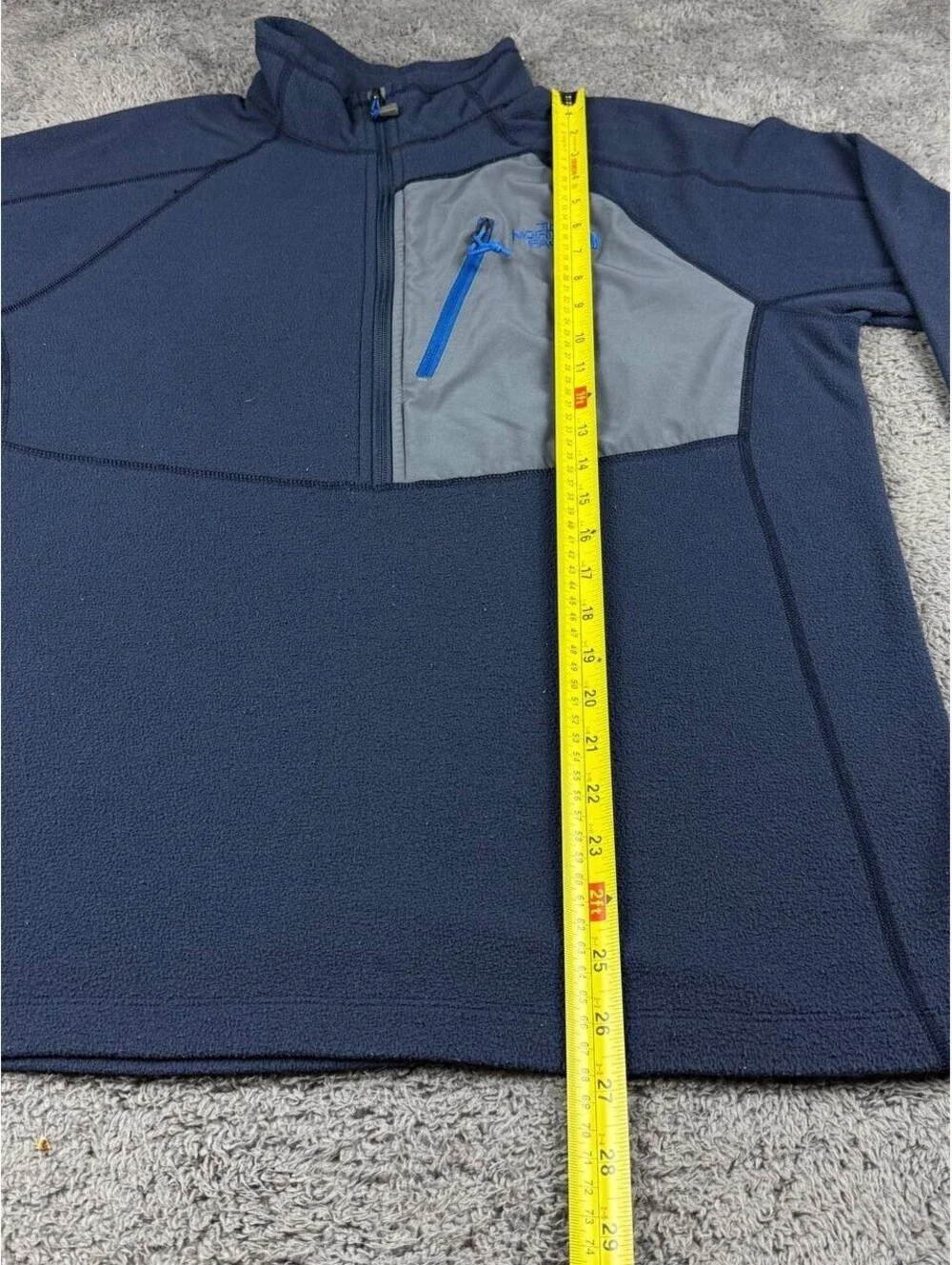 The North Face FlashDry 1/4 Zip Fleece Pullover Mens Large Blue Gray Jacket